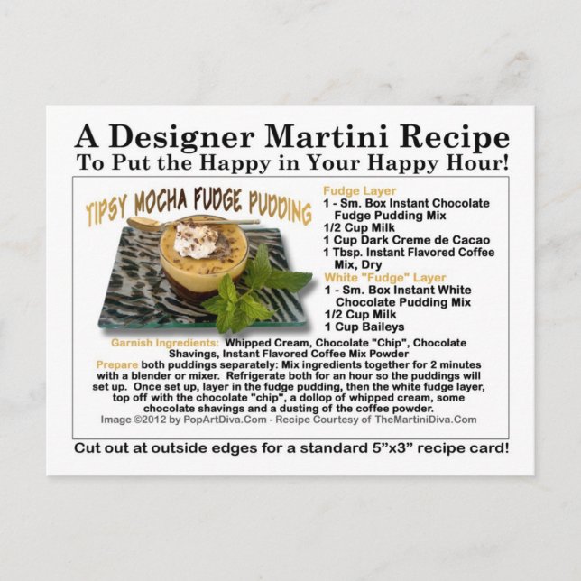Tipsy Mocha Fudge Pudding Recipe Postcard Vykort (Framsida)