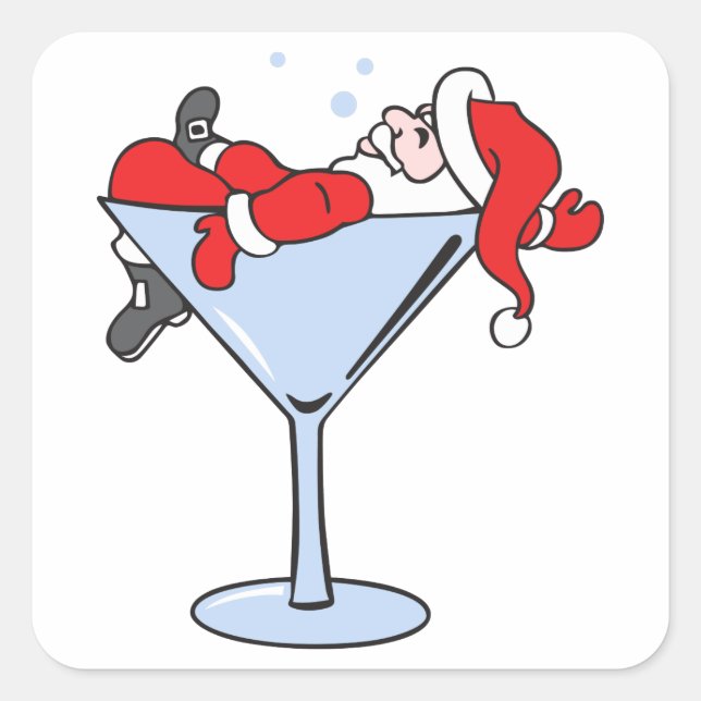 Tipsy Santa Fyrkantigt Klistermärke (Framsida)