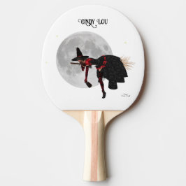 Tipsy Witch på flygande av Broom Ping Pong Paddle Pingisracket