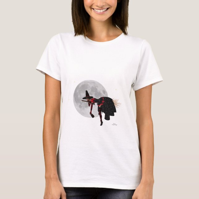 Tipsy Witch på flygande av rums- och fritidshem T Shirt (Framsida)