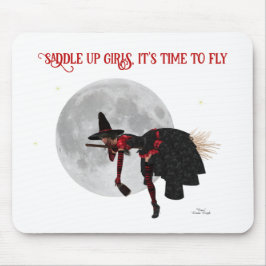 Tipsy Witch på flygande Broom Mousepad Musmatta