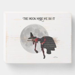 Tipsy Witch på flygande Broom Wood Box Plaque