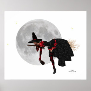 Tipsy Witch på flygande rum Poster