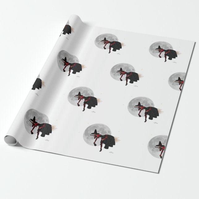 Tipsy Witch på Pappra om att flyga med sovrum Presentpapper (Utrullad)