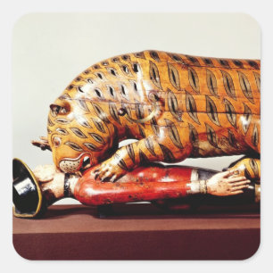 Tipu's Tiger, c.1790 (trä) Fyrkantigt Klistermärke