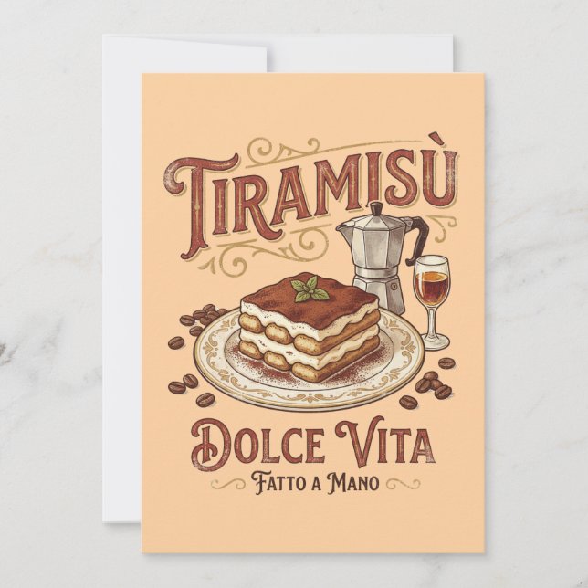 Tiramisu Dolce Vita Italiensk efterrätt  Inbjudningar (Framsida)
