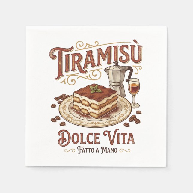 Tiramisu Dolce Vita Italiensk efterrätt  Pappersservett (Framsidan)