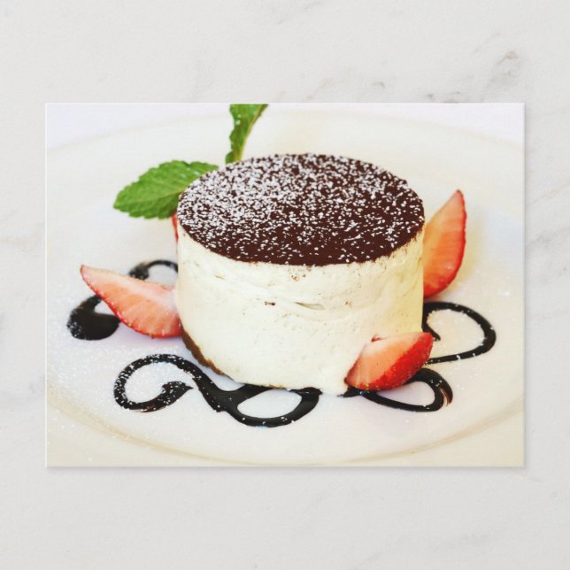 Tiramisu - en italiensk, lagrad efterrätt vykort (Framsida)