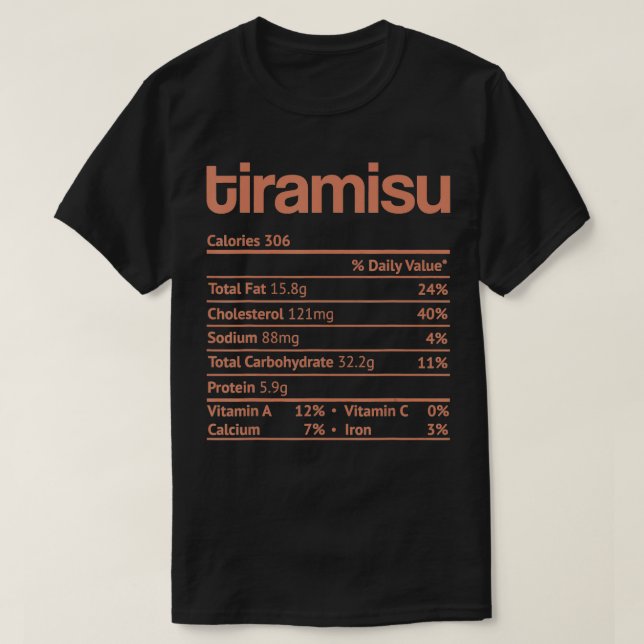 Tiramisu Nutrition Facts Funny Thanksgiving Christ T Shirt (Design framsida)