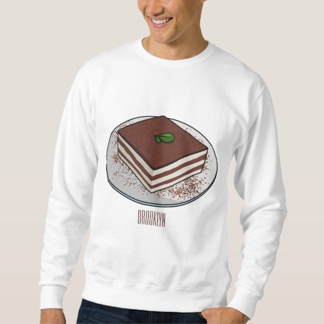 Tiramisu tårta serieillustration lång ärmad tröja (Framsida)