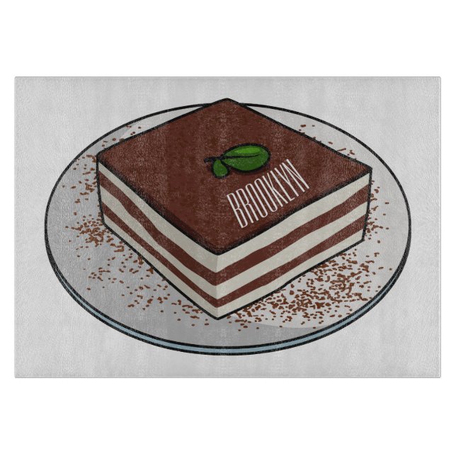 Tiramisu-tårta, tecknad illustration (Framsidan)
