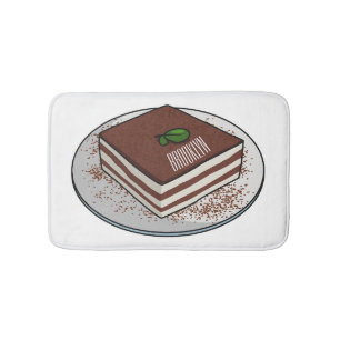 Tiramisu-tårta, tecknad illustration badrumsmatta