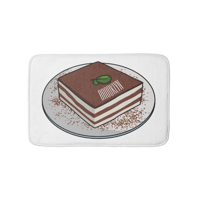 Tiramisu-tårta, tecknad illustration badrumsmatta (Framsidan)