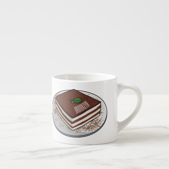 Tiramisu-tårta, tecknad illustration espressomugg (Höger)