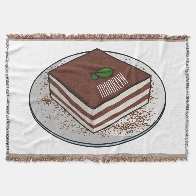 Tiramisu-tårta, tecknad illustration filt (Framsidan)