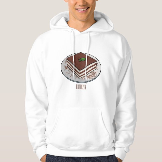 Tiramisu-tårta, tecknad illustration hoodie (Framsida)