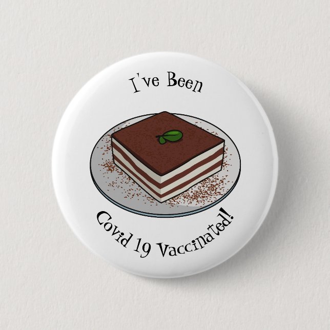 Tiramisu-tårta, tecknad illustration knapp (Framsida)