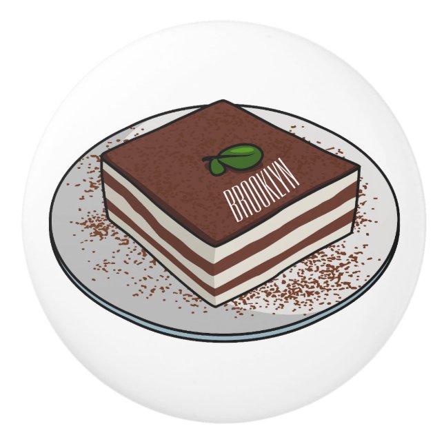 Tiramisu-tårta, tecknad illustration knopp (Framsidan)