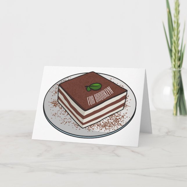Tiramisu-tårta, tecknad illustration kort (Framsida)