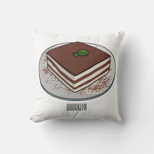Tiramisu-tårta, tecknad illustration kudde (Framsida)