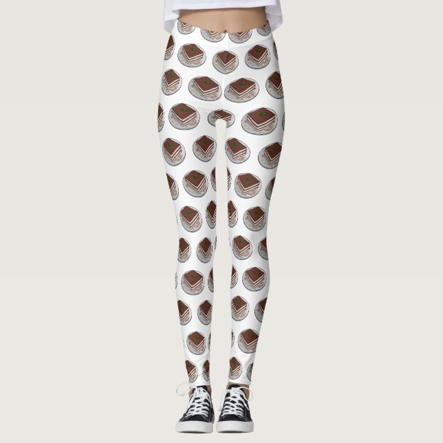 Tiramisu-tårta, tecknad illustration leggings (Framsida)