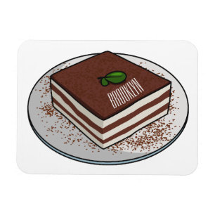 Tiramisu-tårta, tecknad illustration magnet
