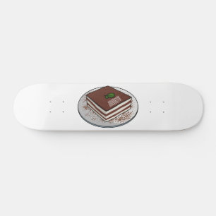 Tiramisu-tårta, tecknad illustration mini skateboard bräda 18,5 cm