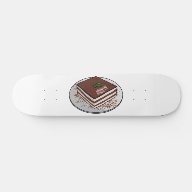Tiramisu-tårta, tecknad illustration mini skateboard bräda 18,5 cm (Horz)