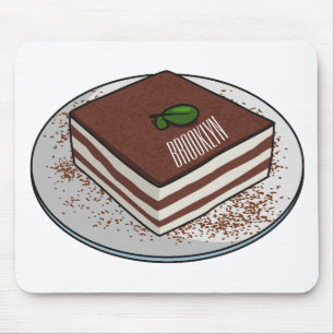 Tiramisu-tårta, tecknad illustration musmatta