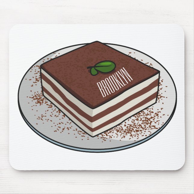 Tiramisu-tårta, tecknad illustration musmatta (Framsidan)