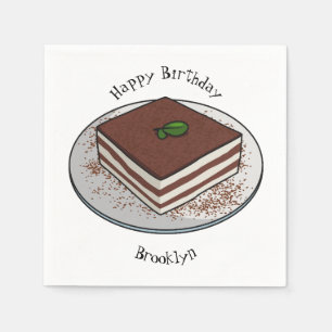 Tiramisu-tårta, tecknad illustration pappersservett
