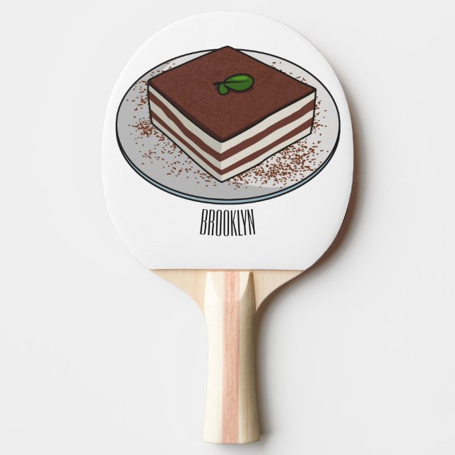 Tiramisu-tårta, tecknad illustration pingisracket (Framsidan)