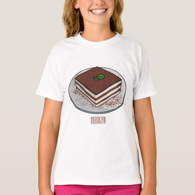 Tiramisu-tårta, tecknad illustration t shirt (Framsida)