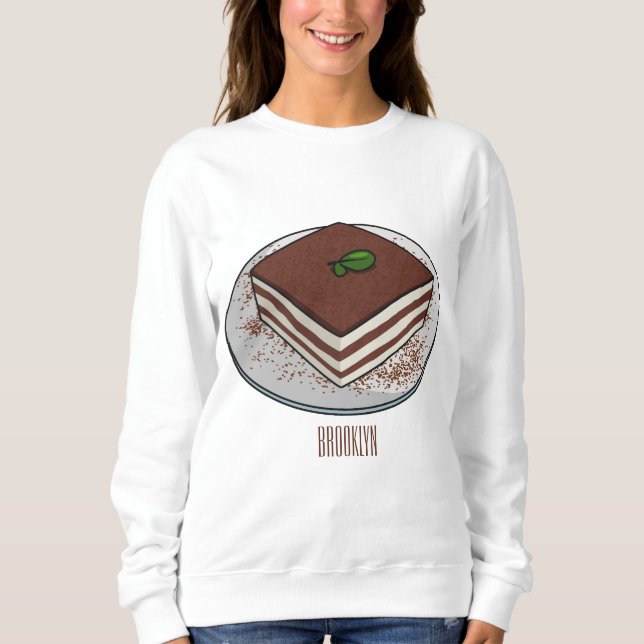 Tiramisu-tårta, tecknad illustration t shirt (Framsida)
