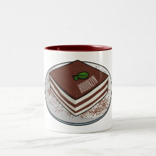 Tiramisu-tårta, tecknad illustration Två-Tonad mugg