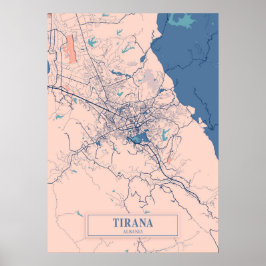 Tirana - Albanien Breezy City Karta Poster