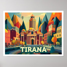 Tirana Albanien Travel Konstnärlig färgad Poster