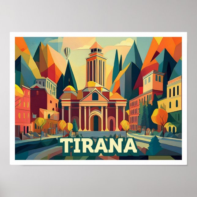Tirana Albanien Travel Konstnärlig färgad Poster (Framsidan)