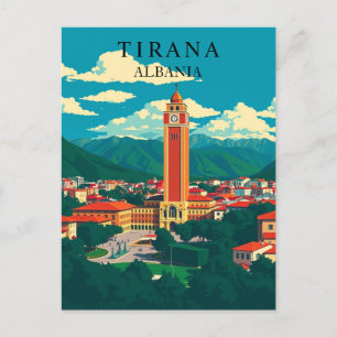 Tirana, Albanien Vintage resor Balkankonsten Vykort