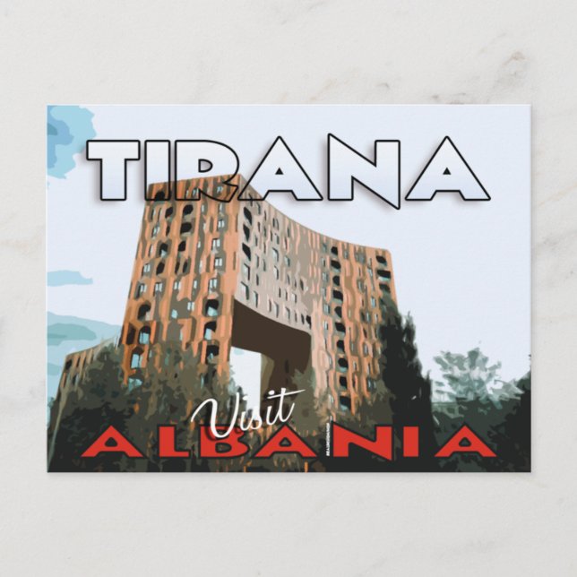 Tirana, besök Albanien, vykort (Framsida)