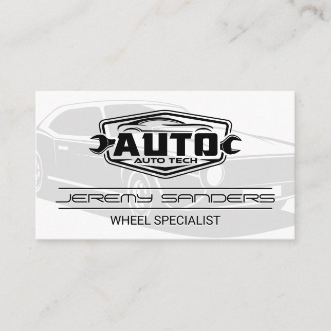 Tire and Wheel Service | Auto Tech Visitkort (Framsida)