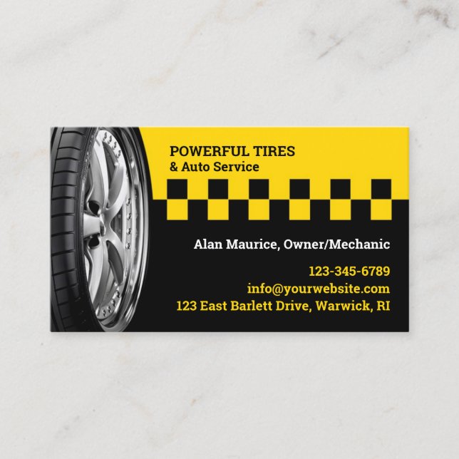 Tire Service Business Card Template Visitkort (Framsida)
