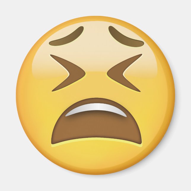 Tired Ansikte Emoji Magnet (Framsidan)