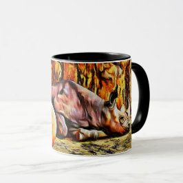 Tired Baby Rhino-kaffe Mugg