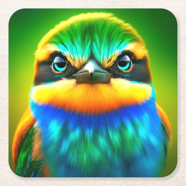 Tired Bird Underlägg Papper Kvadrat (Framsidan)