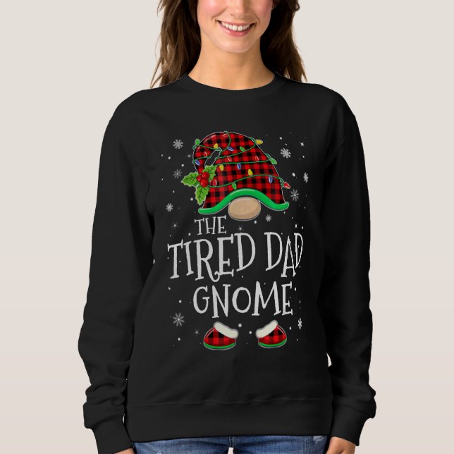 Tired Dad Gnome Red Plaid Matching Family Christma T Shirt (Framsida)