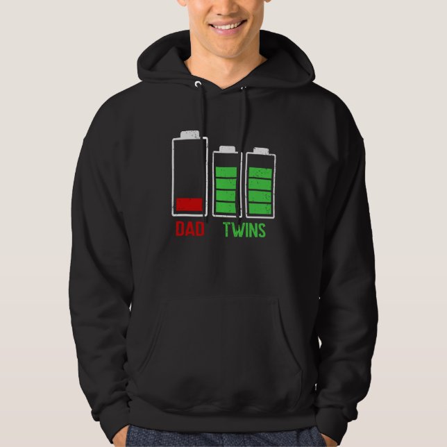 Tired Dad Low Battery Twins Full Charge Father's D Hoodie (Framsida)