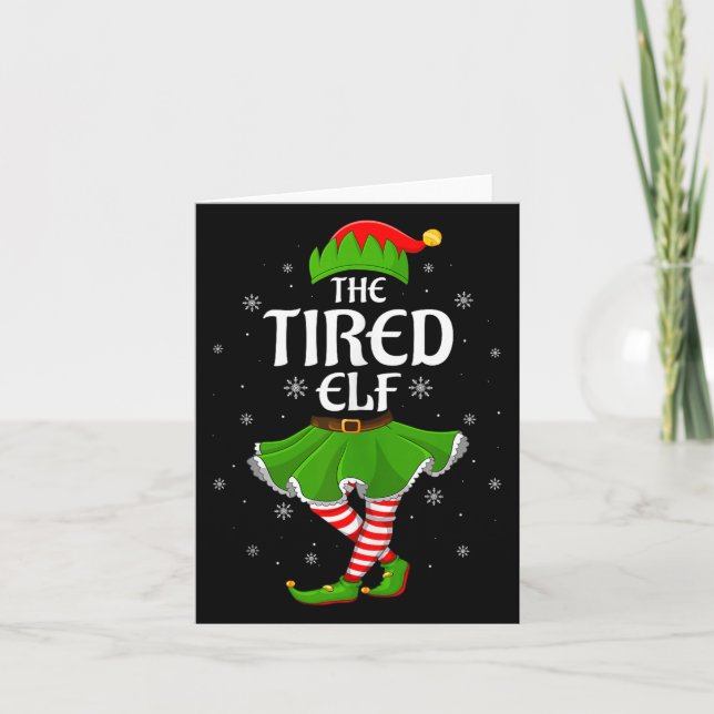 Tired Elf Christmas Family Girls Women Elf Squad X Kort (Framsida)