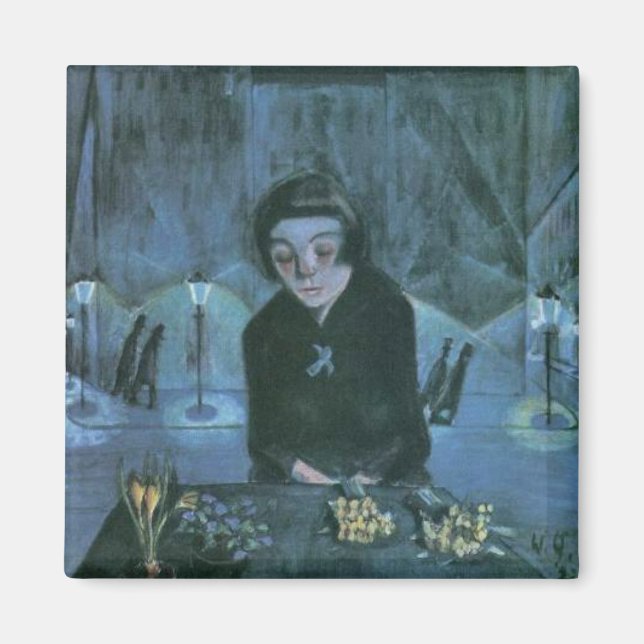 Tired Flower Girl (av Walter Gramatté) Magnet (Framsidan)