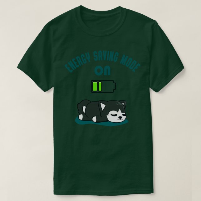 Tired Husky Battery Energy Rolig hund Roligt T Shirt (Design framsida)